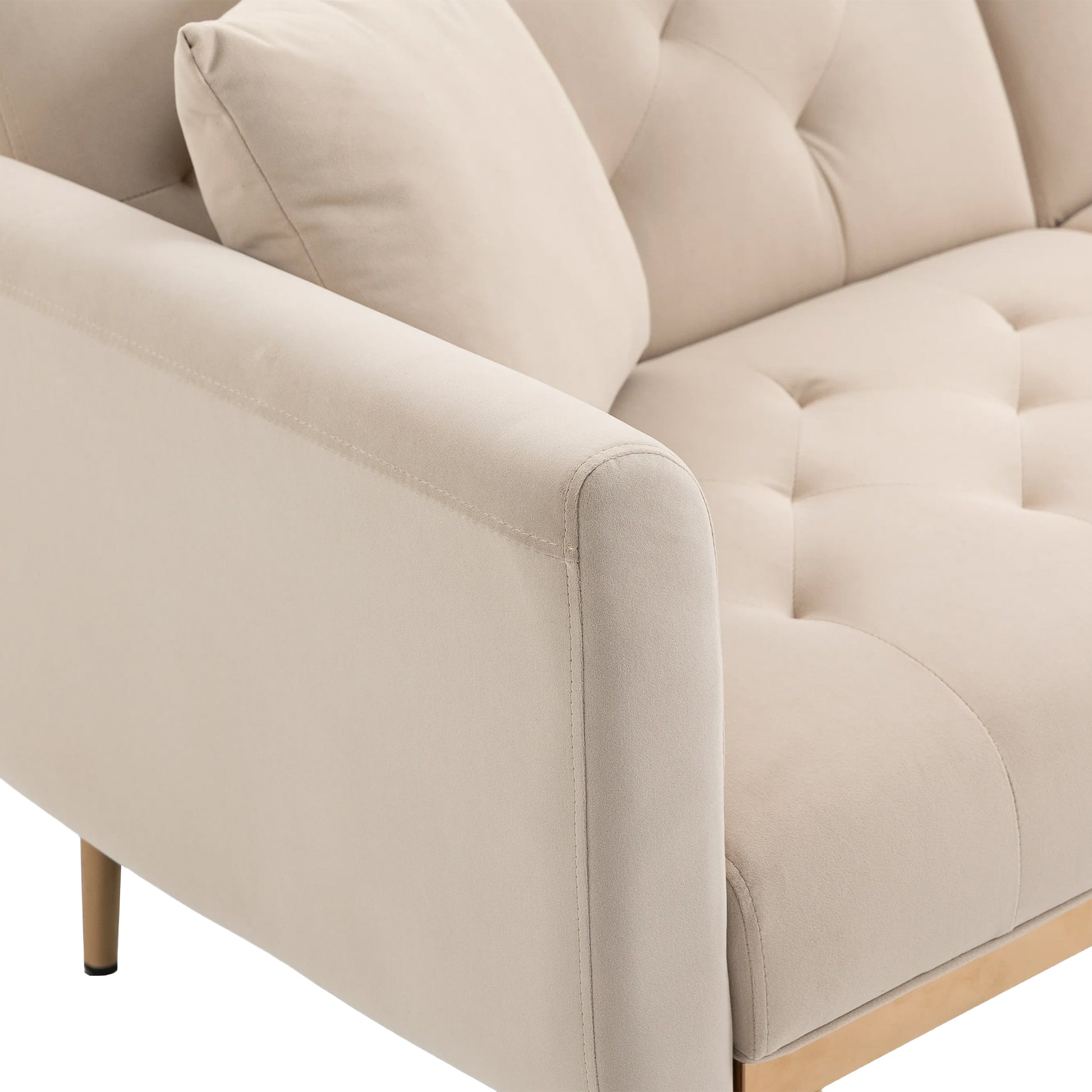 Coolmore Velvet Sofaaccent Sofa .Seat Sofa With Metal Feet Beige Polyester
