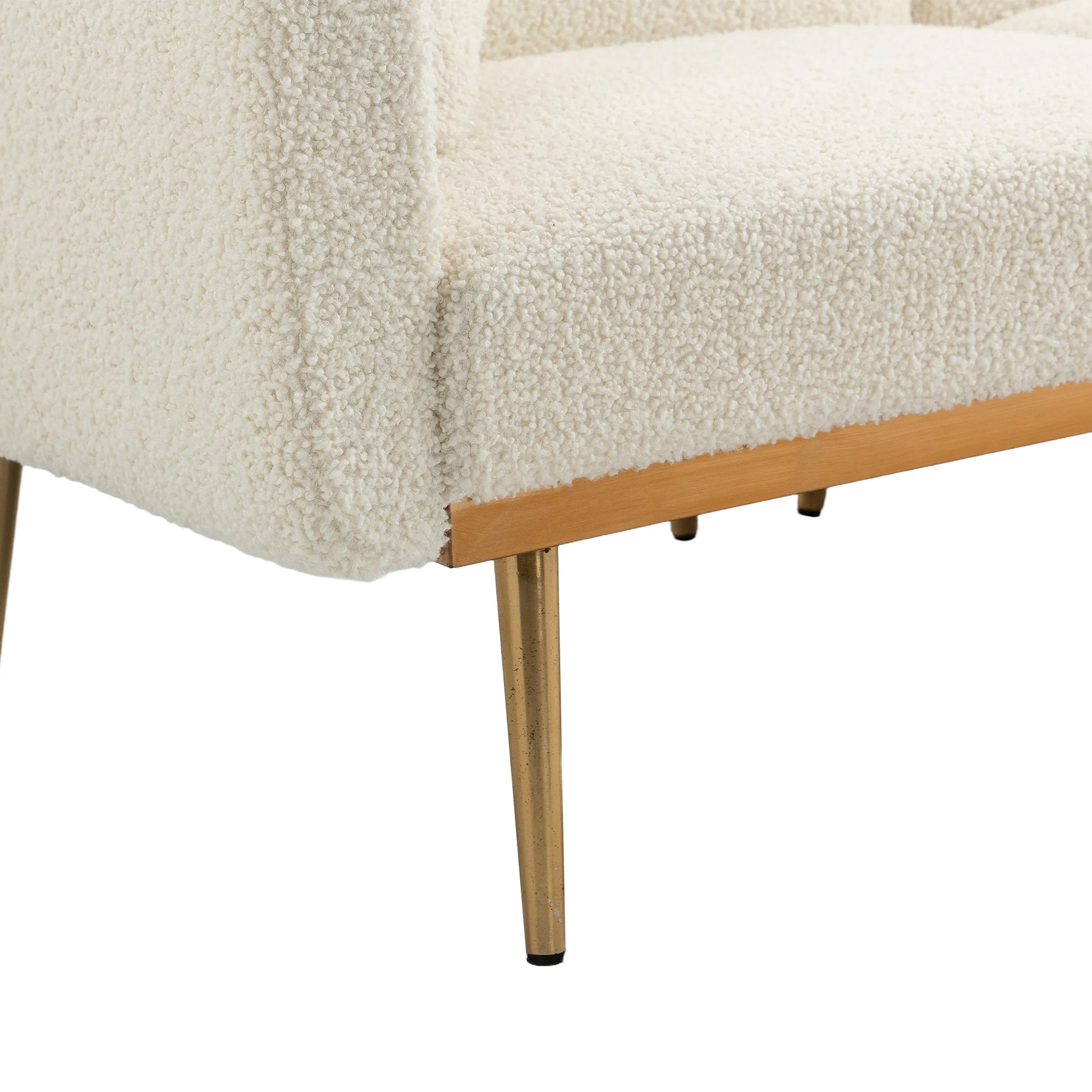 Coolmore Velvet Sofaaccent Sofa .Seat Sofa With Metal Feet White Teddy Polyester