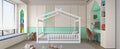 Full Size Wood Bed House Bed Frame With Fence, For Kids, Teens, Girls, Boys,White Box Spring Not Required Full White Wood Pine Bed Frame Wood