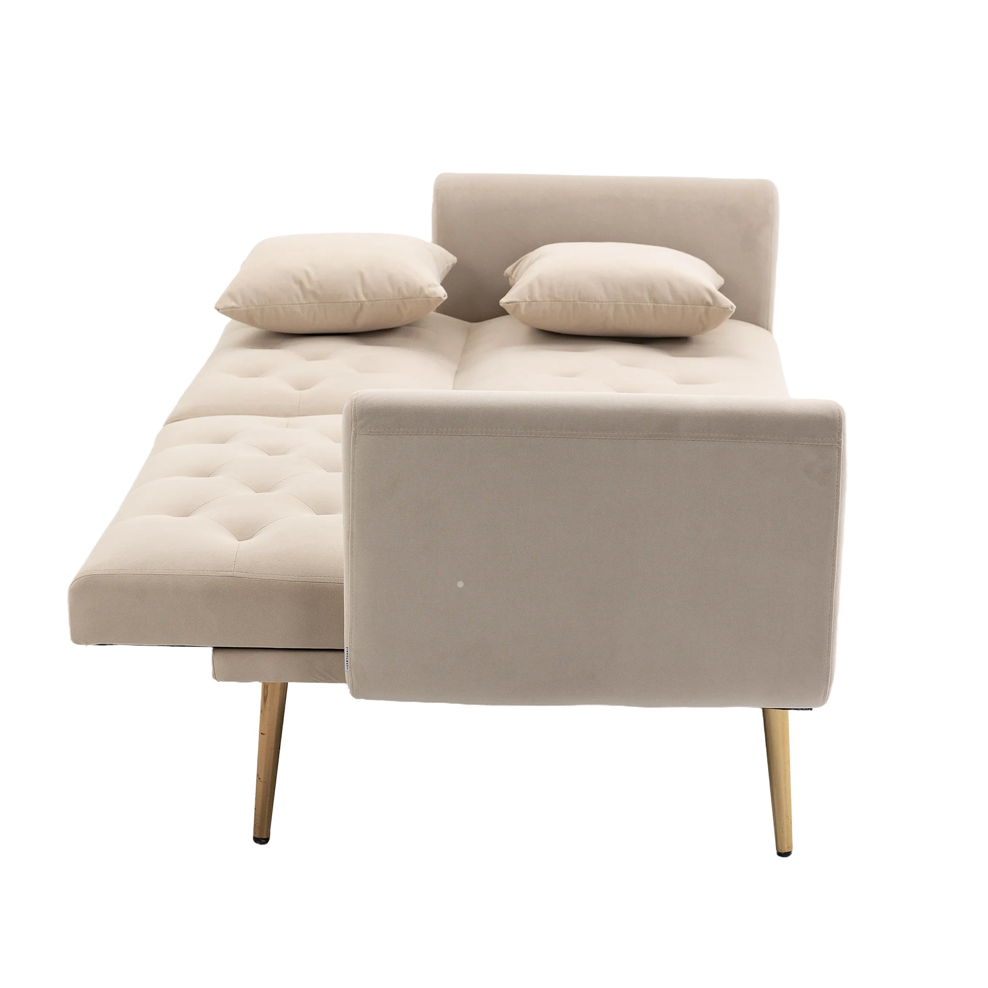 Coolmore Velvet Sofaaccent Sofa .Seat Sofa With Metal Feet Beige Polyester