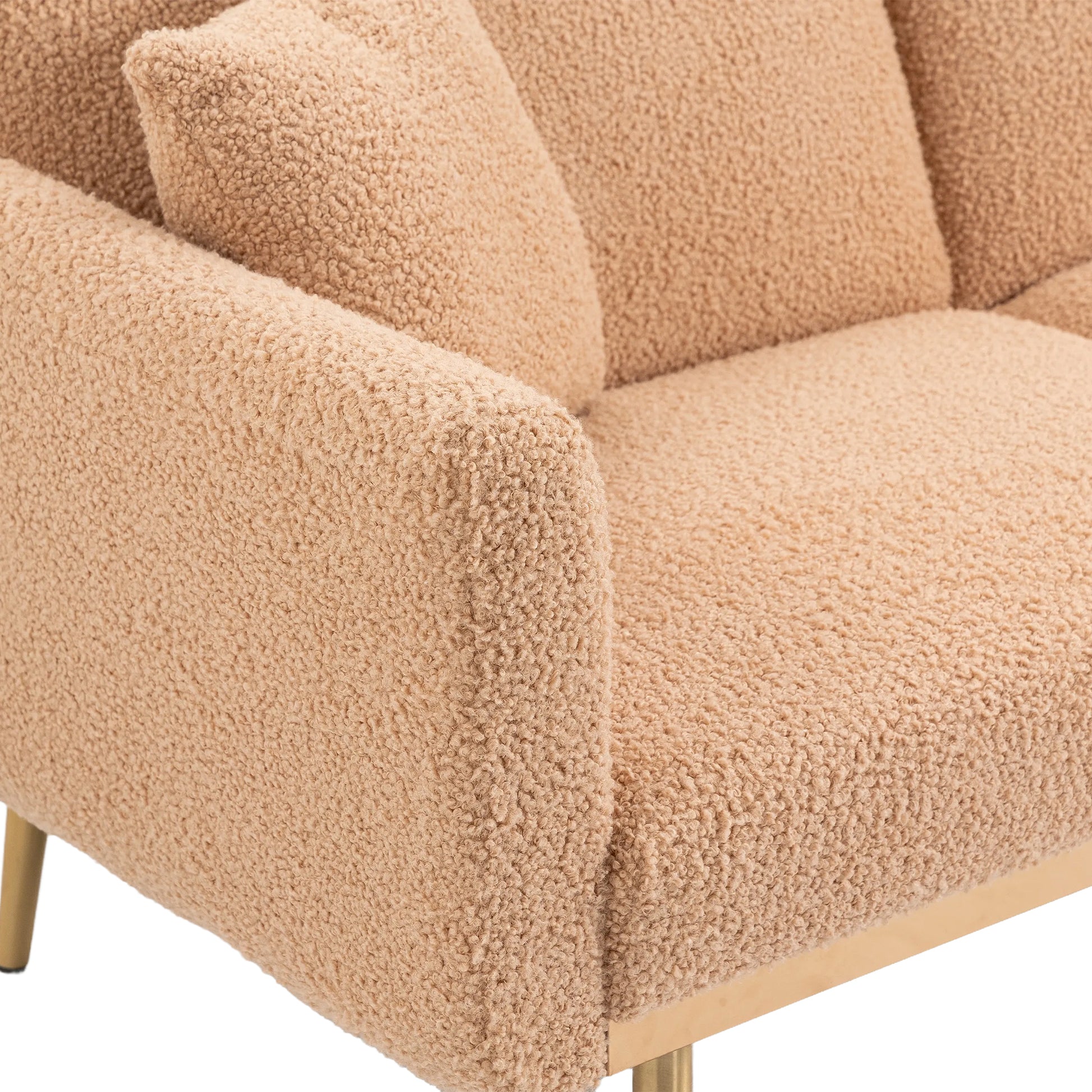 Coolmore Velvet Sofaaccent Sofa .Seat Sofa With Metal Feet Camel Teddy Polyester