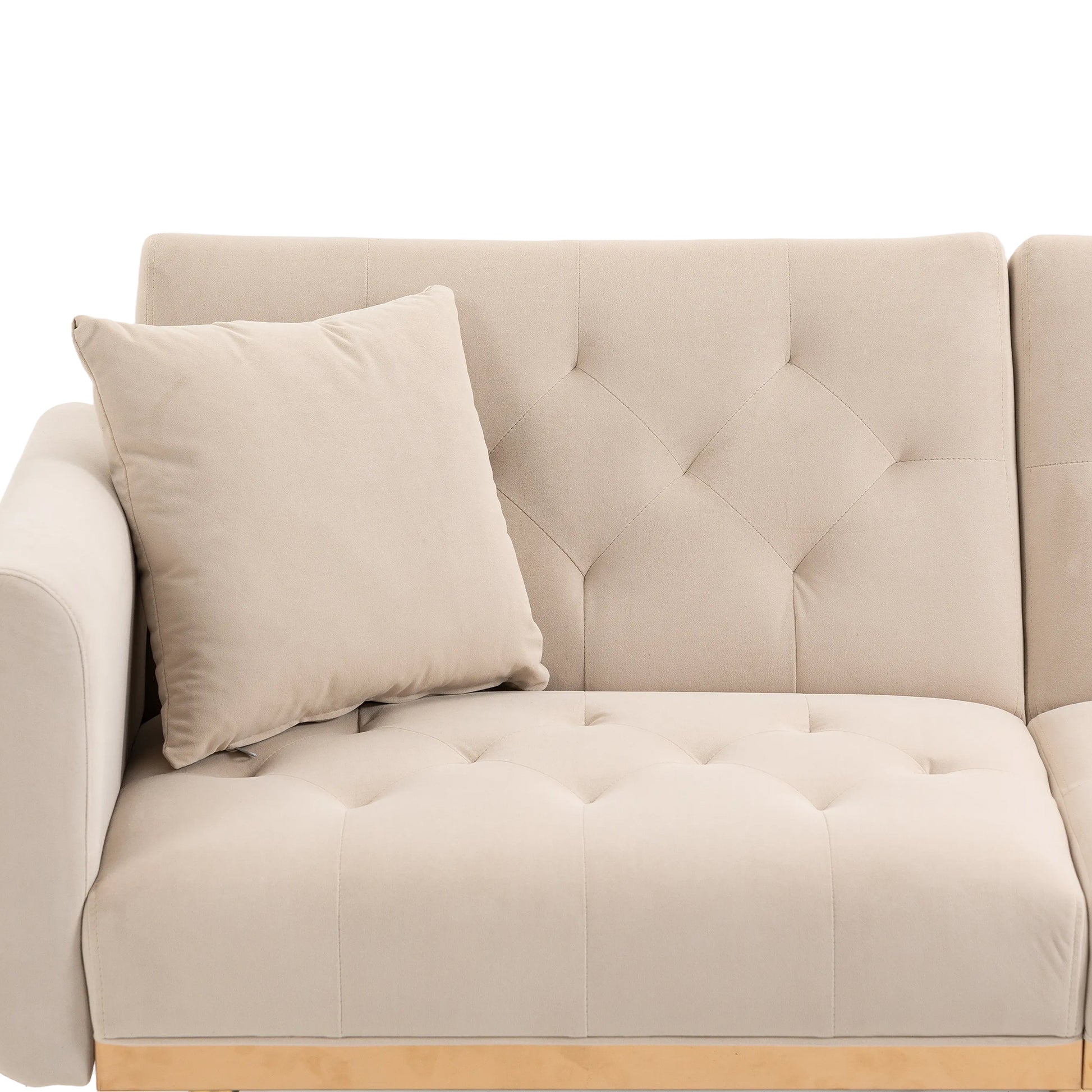 Coolmore Velvet Sofaaccent Sofa .Seat Sofa With Metal Feet Beige Polyester