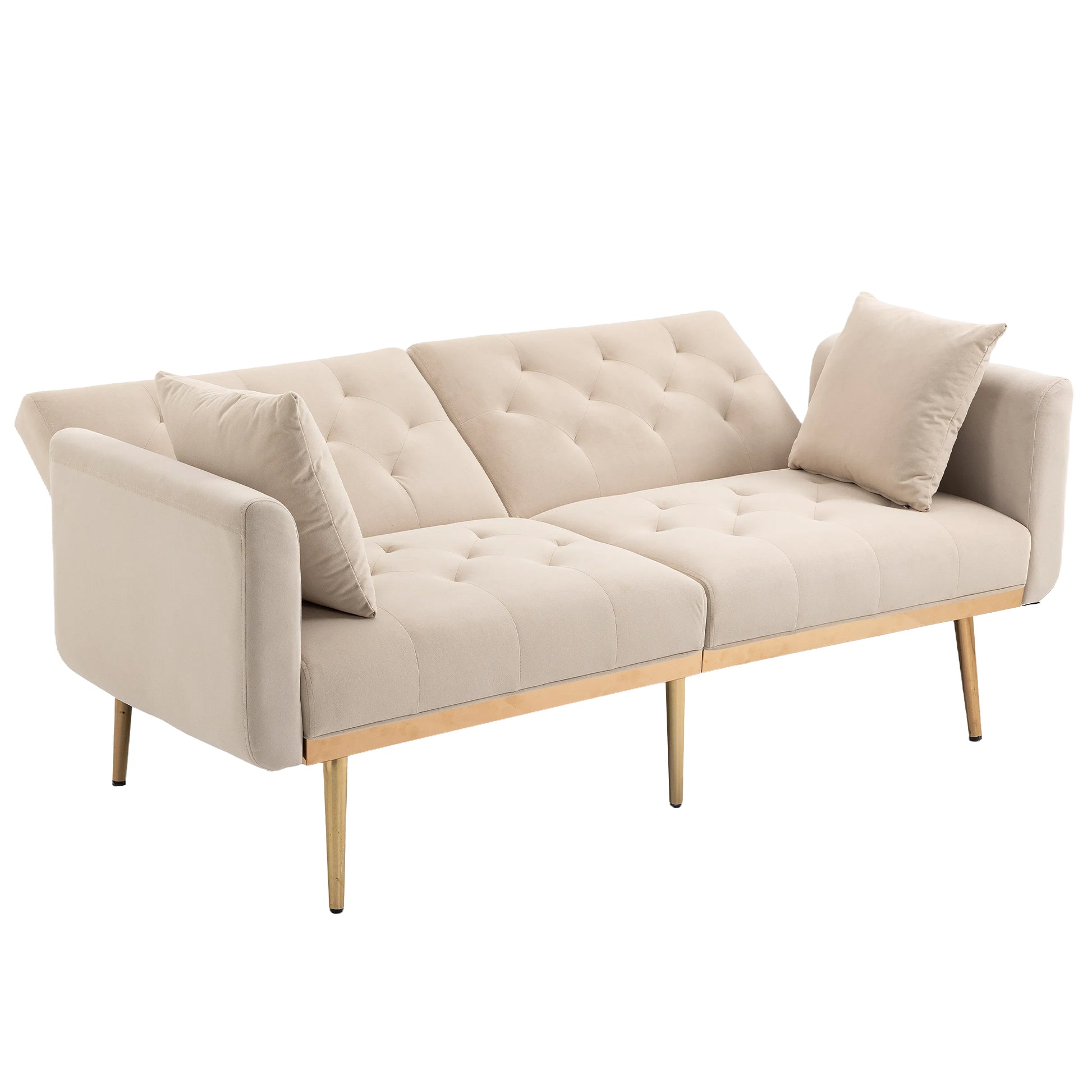 Coolmore Velvet Sofaaccent Sofa .Seat Sofa With Metal Feet Beige Polyester
