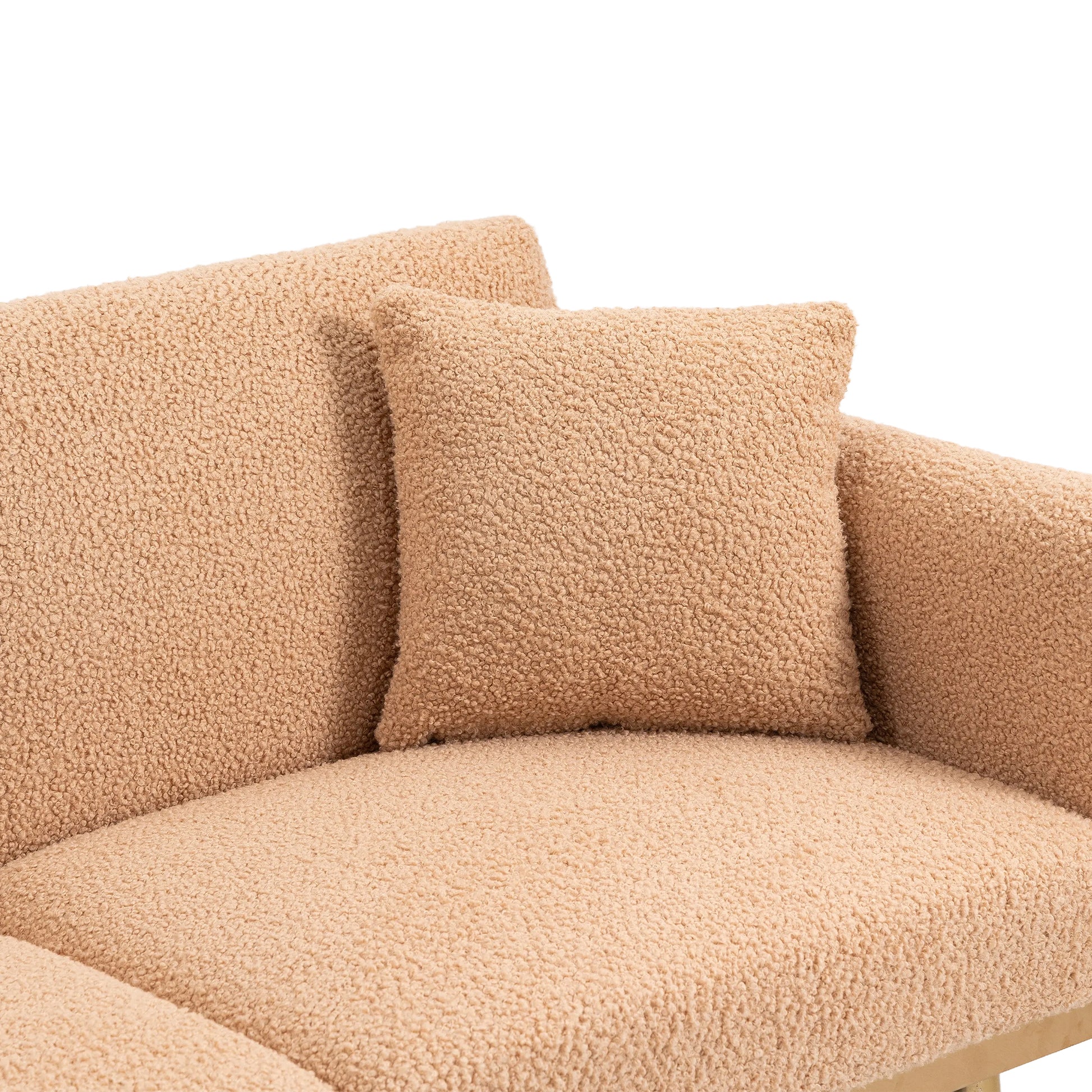 Coolmore Velvet Sofaaccent Sofa .Seat Sofa With Metal Feet Camel Teddy Polyester