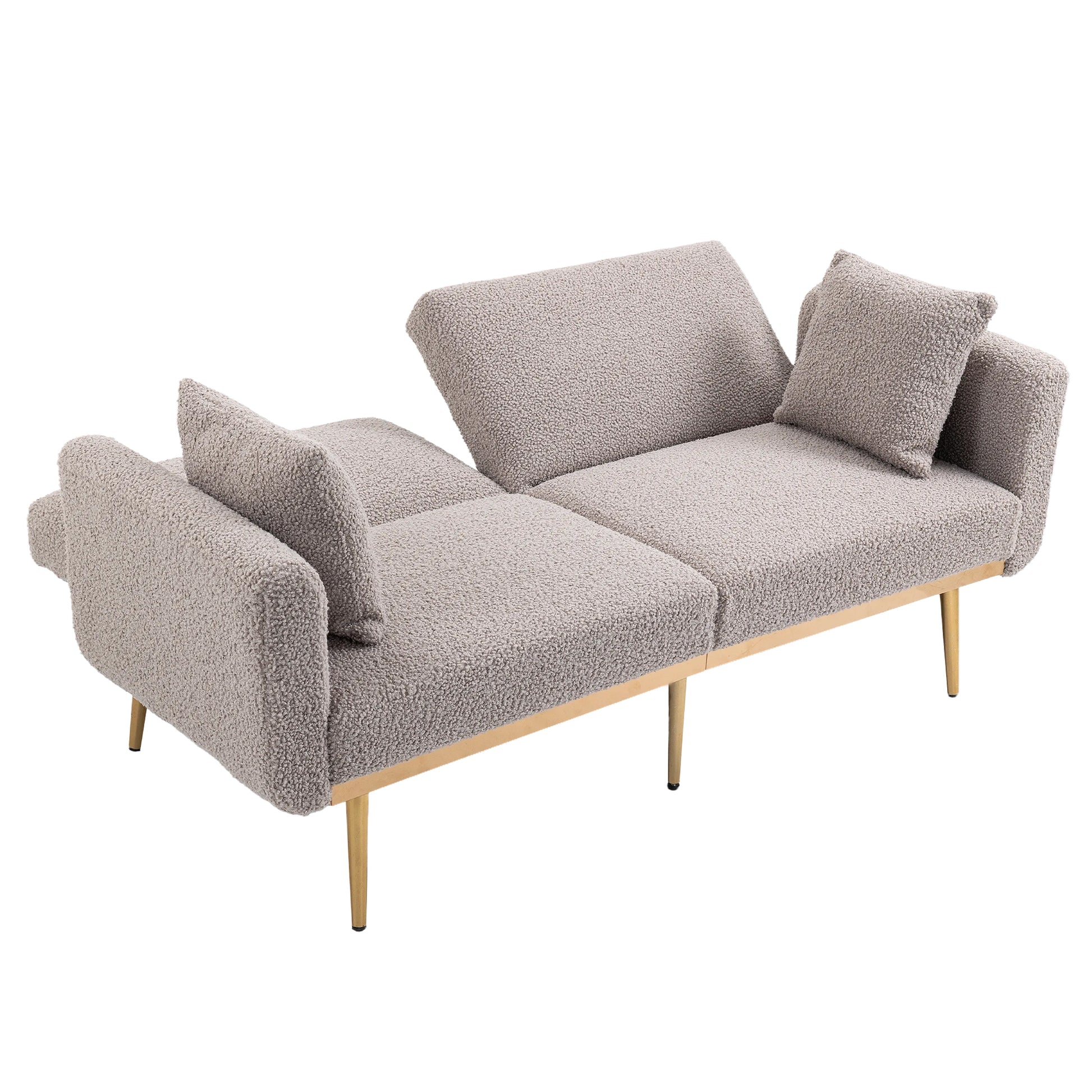 Coolmore Velvet Sofaaccent Sofa .Seat Sofa With Metal Feet Grey Teddy Polyester