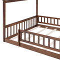 Full Size Wood Bed House Bed Frame With Fence, For Kids, Teens, Girls, Boys,Walnut Box Spring Not Required Full Walnut Wood Pine Bed Frame Wood