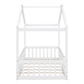 Twin Size Wood Bed House Bed Frame With Fence, For Kids, Teens, Girls, Boys,White Box Spring Not Required Twin White Wood White Pine Bed Frame Wood