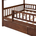 Full Size Wooden House Bed With Two Drawers, Walnut Box Spring Not Required Full Walnut Wood Bedroom Pine Bed Frame Wood