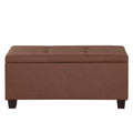 Video Large Storage Ottoman Bench Set, 3 In 1 Combination Ottoman, Tufted Ottoman Linen Bench For Living Room, Entryway, Hallway, Bedroom Support 250Lbs Brown Fabric