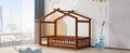 Twin Size Wood Bed House Bed Frame With Fence, For Kids, Teens, Girls, Boys, Walnut Box Spring Not Required Twin Walnut Wood Pine Bed Frame Wood