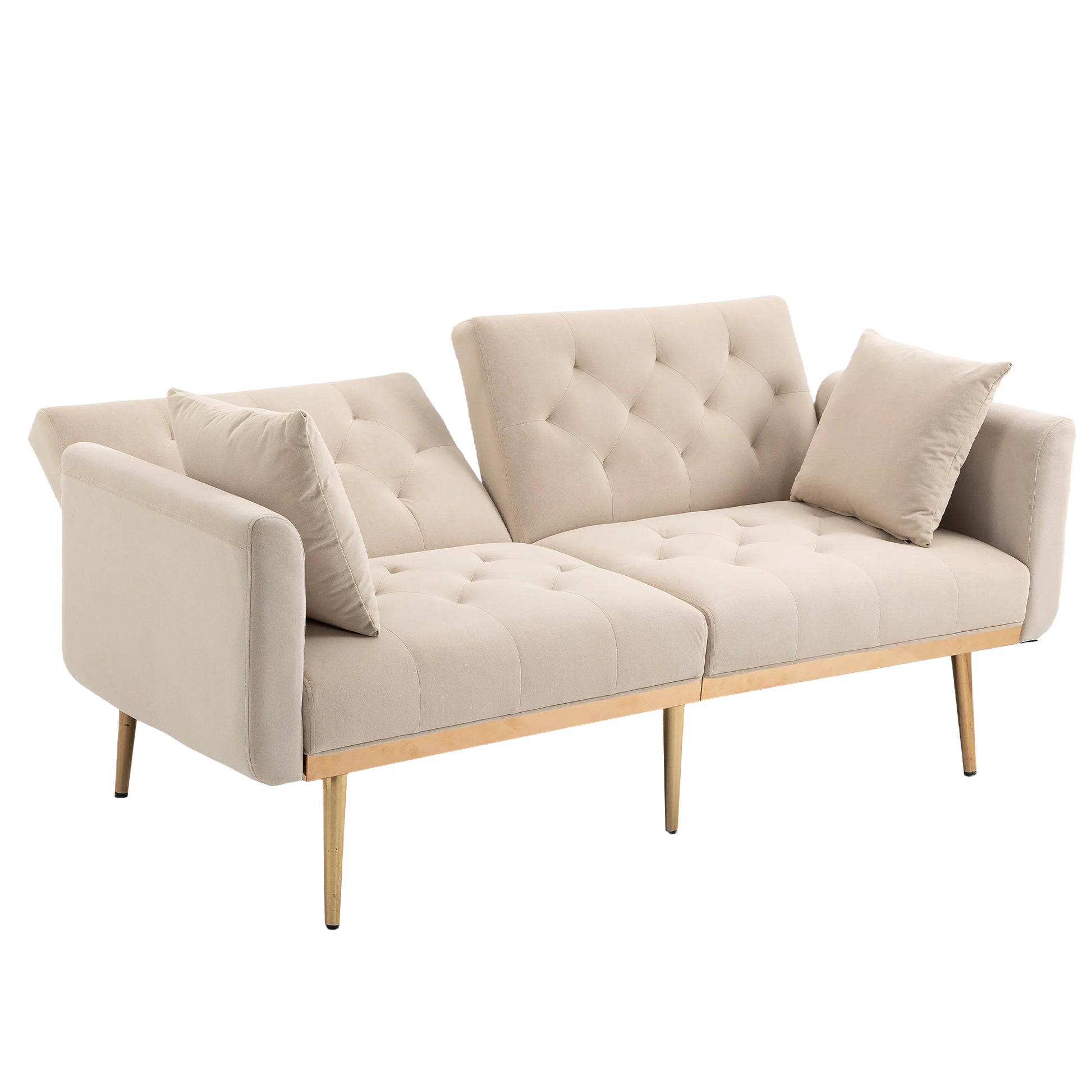 Coolmore Velvet Sofaaccent Sofa .Seat Sofa With Metal Feet Beige Polyester