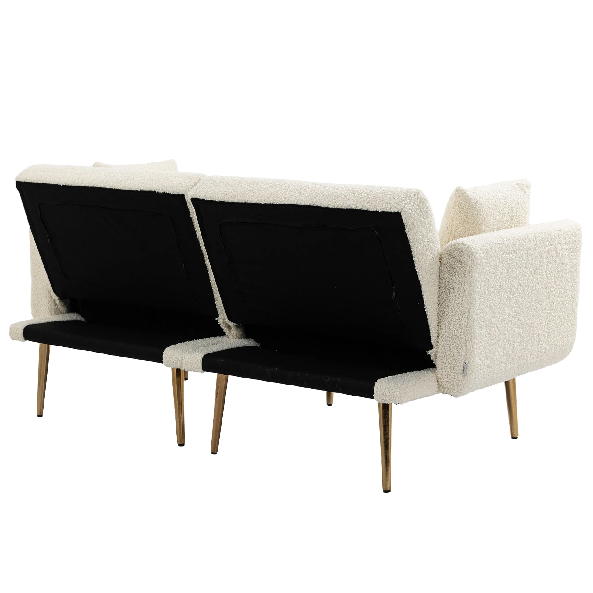 Coolmore Velvet Sofaaccent Sofa .Seat Sofa With Metal Feet White Teddy Polyester