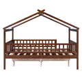 Full Size Wooden House Bed With Two Drawers, Walnut Box Spring Not Required Full Walnut Wood Bedroom Pine Bed Frame Wood