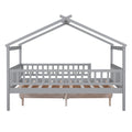 Full Size Wooden House Bed With Two Drawers,Gray Box Spring Not Required Full Gray Wood Gray Bedroom Pine Bed Frame Wood