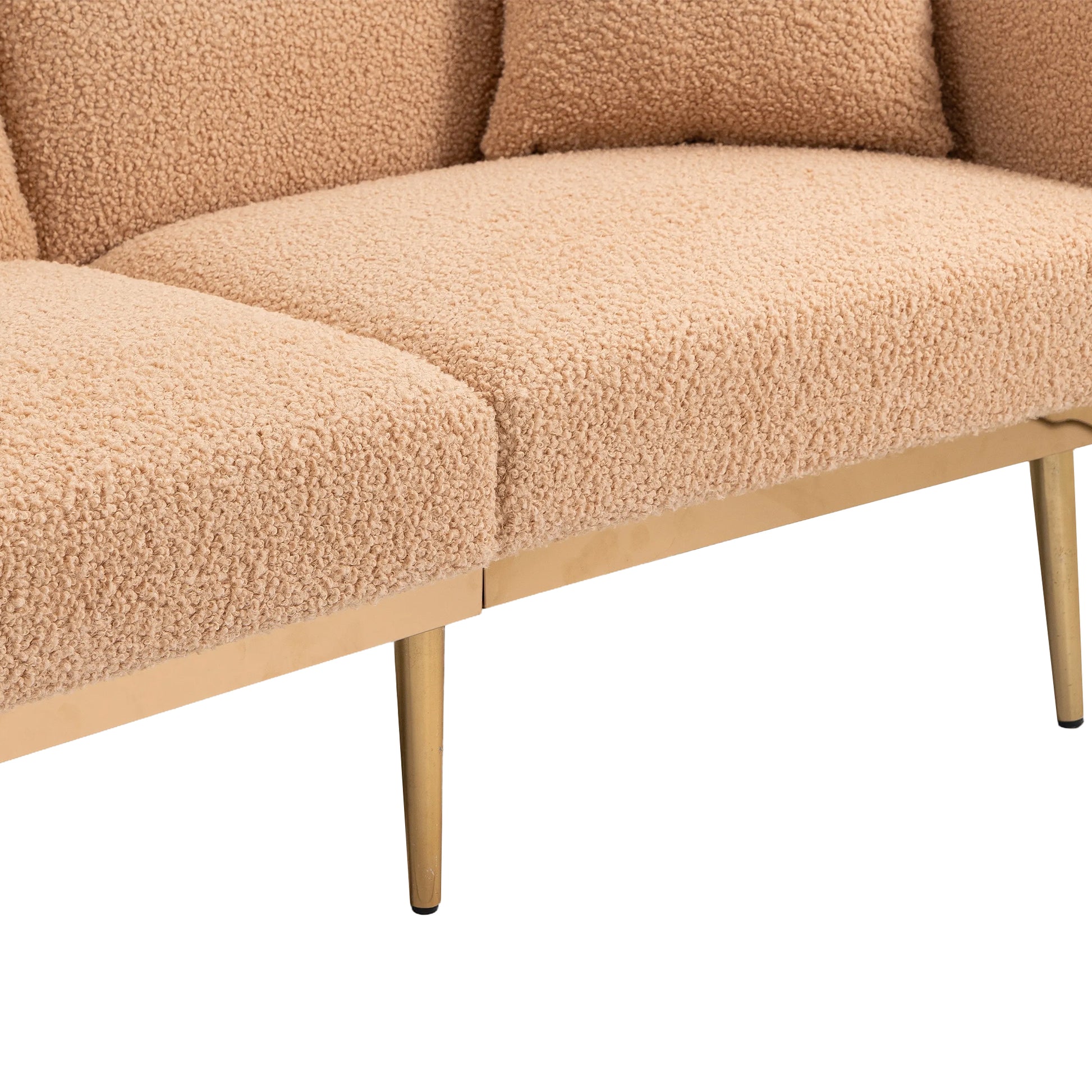 Coolmore Velvet Sofaaccent Sofa .Seat Sofa With Metal Feet Camel Teddy Polyester