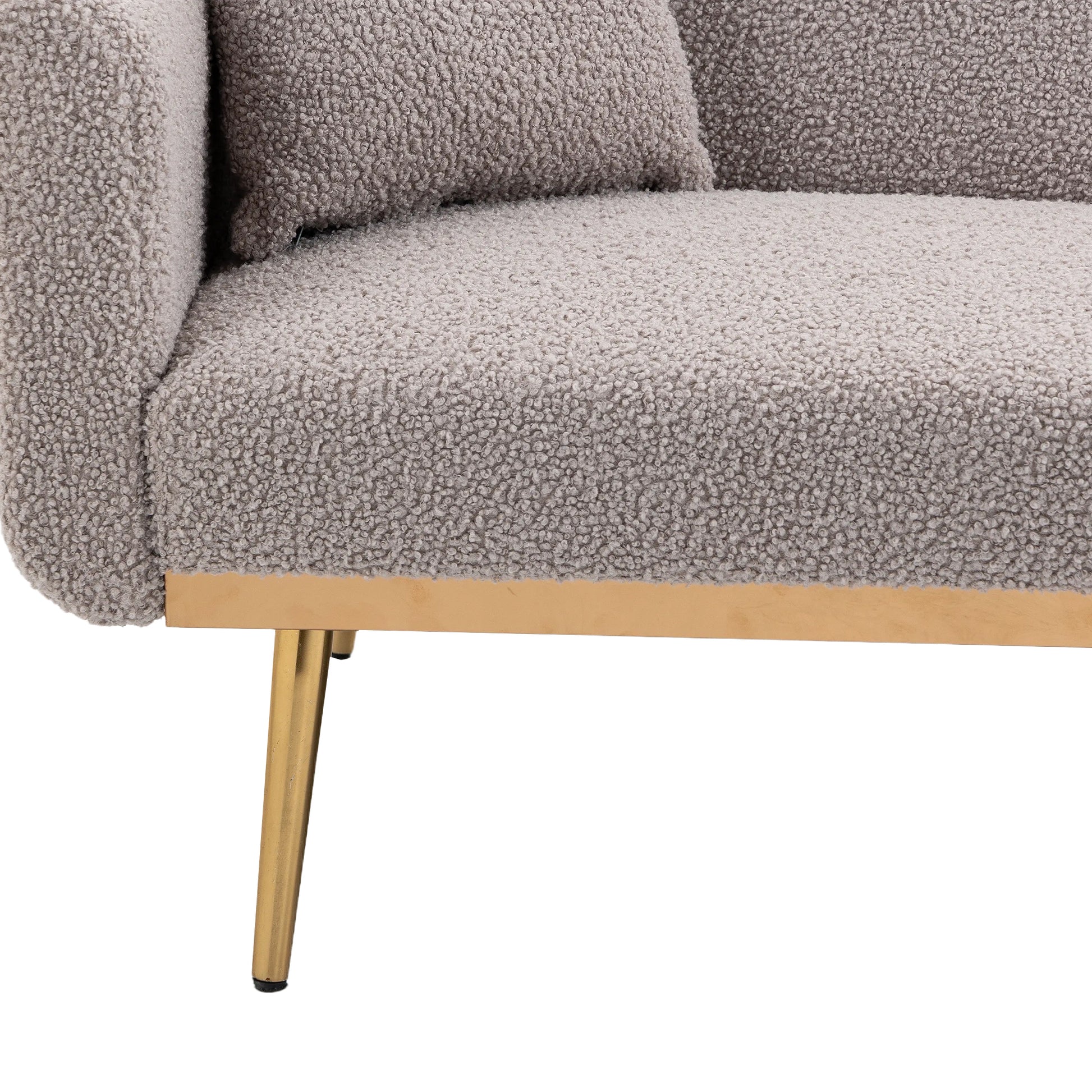 Coolmore Velvet Sofaaccent Sofa .Seat Sofa With Metal Feet Grey Teddy Polyester