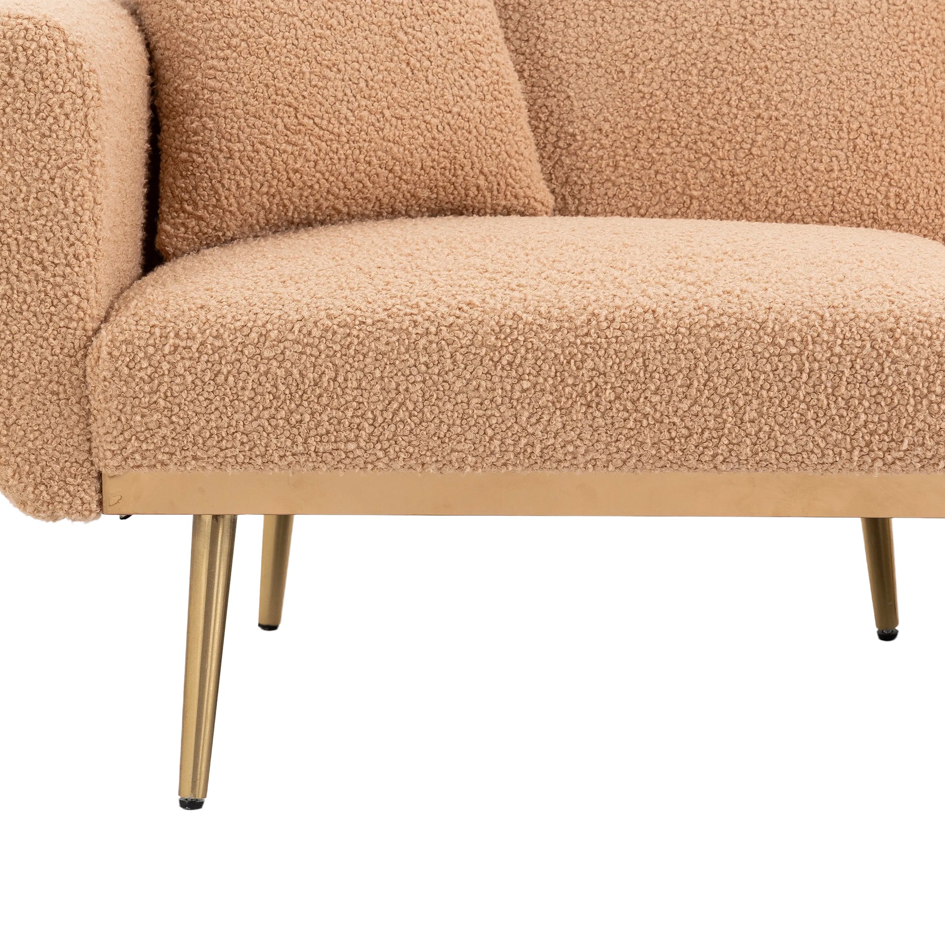 Coolmore Velvet Sofaaccent Sofa .Seat Sofa With Metal Feet Camel Teddy Polyester