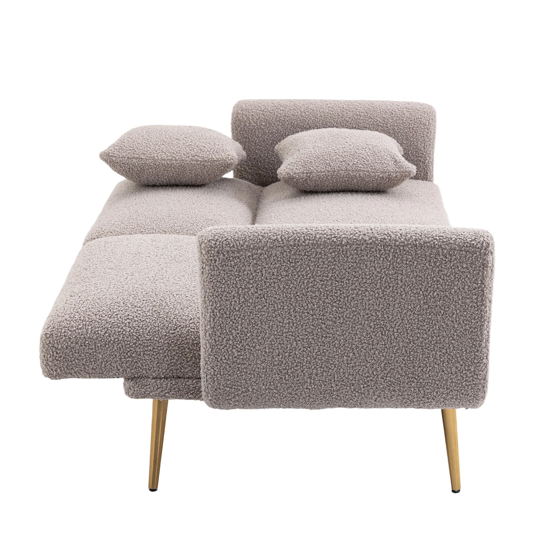 Coolmore Velvet Sofaaccent Sofa .Seat Sofa With Metal Feet Grey Teddy Polyester