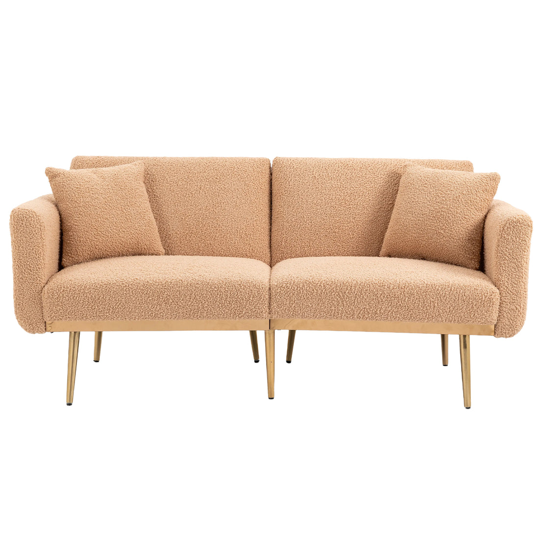Coolmore Velvet Sofaaccent Sofa .Seat Sofa With Metal Feet Camel Teddy Polyester