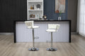 Coolmore Swivel Bar Stools Set Of 2 Adjustable Counter Height Chairs With Footrest For Kitchen, Dining Room 2Pc Set White Pu Pu Leather