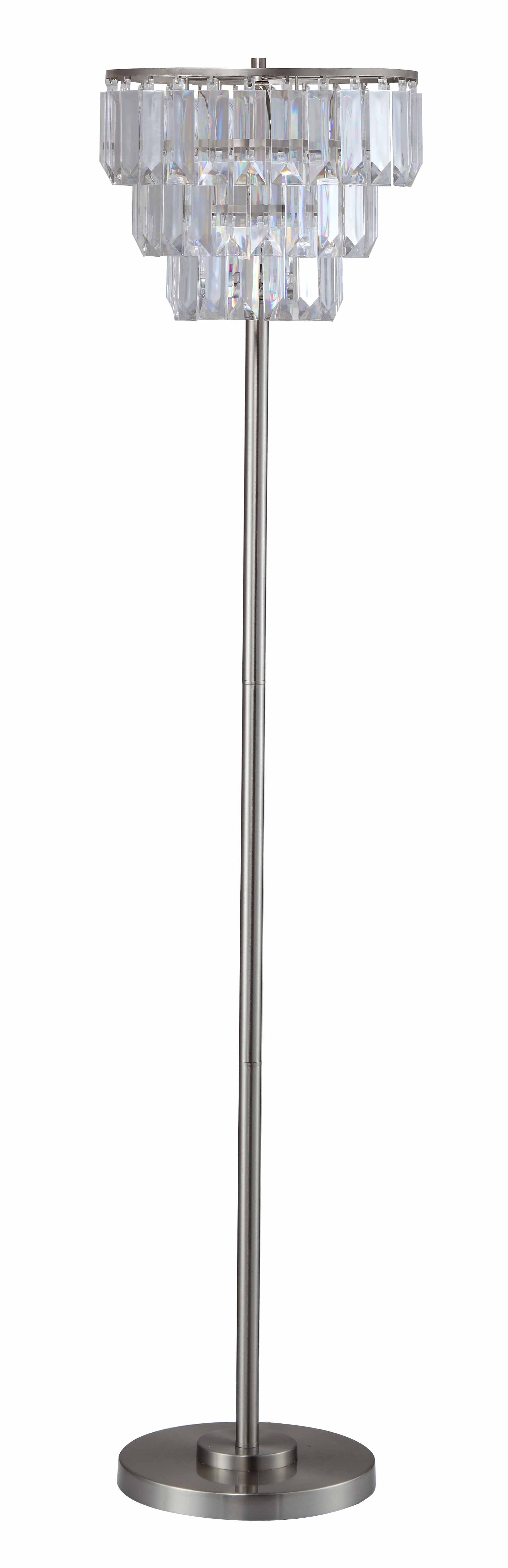 60.5"H Contemporary Crystal Shade Floor Lamp 1Pc Ctn 1.25 17.63 Brushed Nickel Metal