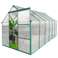 6X12 Ft Polycarbonate Greenhouse Raised Base And Anchor Aluminum Heavy Duty Walk In Greenhouses For Outdoor Backyard In All Season Green Aluminium