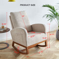 27.56'' Wide Linen Rocking Chair Accent Chair In Beige Color Beige Brown Primary Living Space Modern Rubberwood Foam Linen
