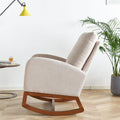 27.56'' Wide Linen Rocking Chair Accent Chair In Beige Color Beige Brown Primary Living Space Modern Rubberwood Foam Linen