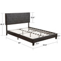 Queen Size Upholstered Platform Bed Frame ,Wood Slat Support, Easy Assembly,Black, Pu Black Pu Pu