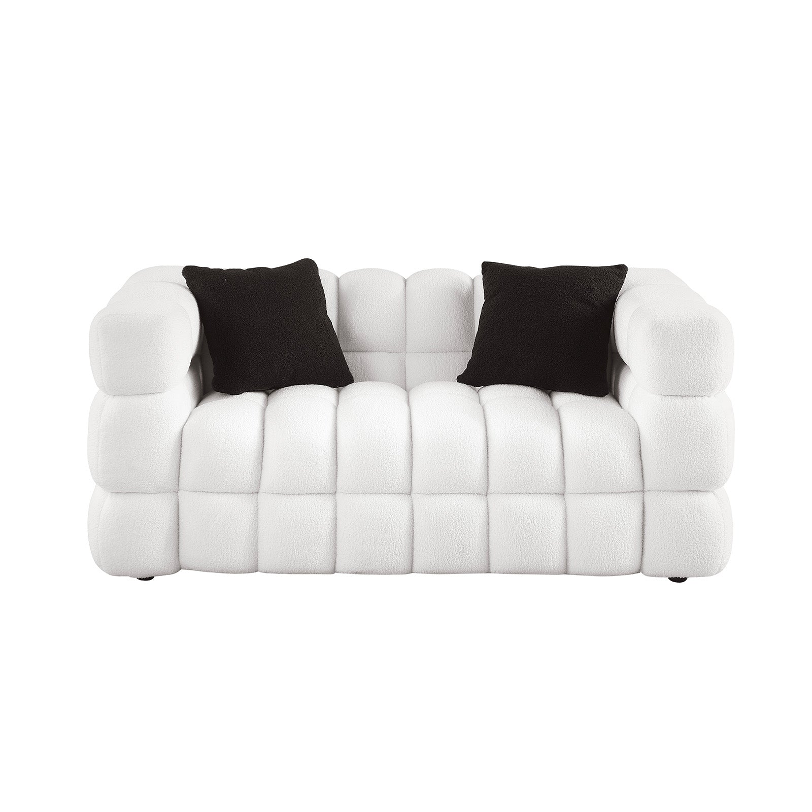 84.3 62.2 Length ,35.83" Deepth ,Human Body Structure For Usa People, Marshmallow Sofa,Boucle Sofa ,White Color,3 Seater. Sofa And Seater White Light Brown Wood Primary Living Space Medium Soft Split Back Eucalyptus Square Arms Boucle 5 Seat