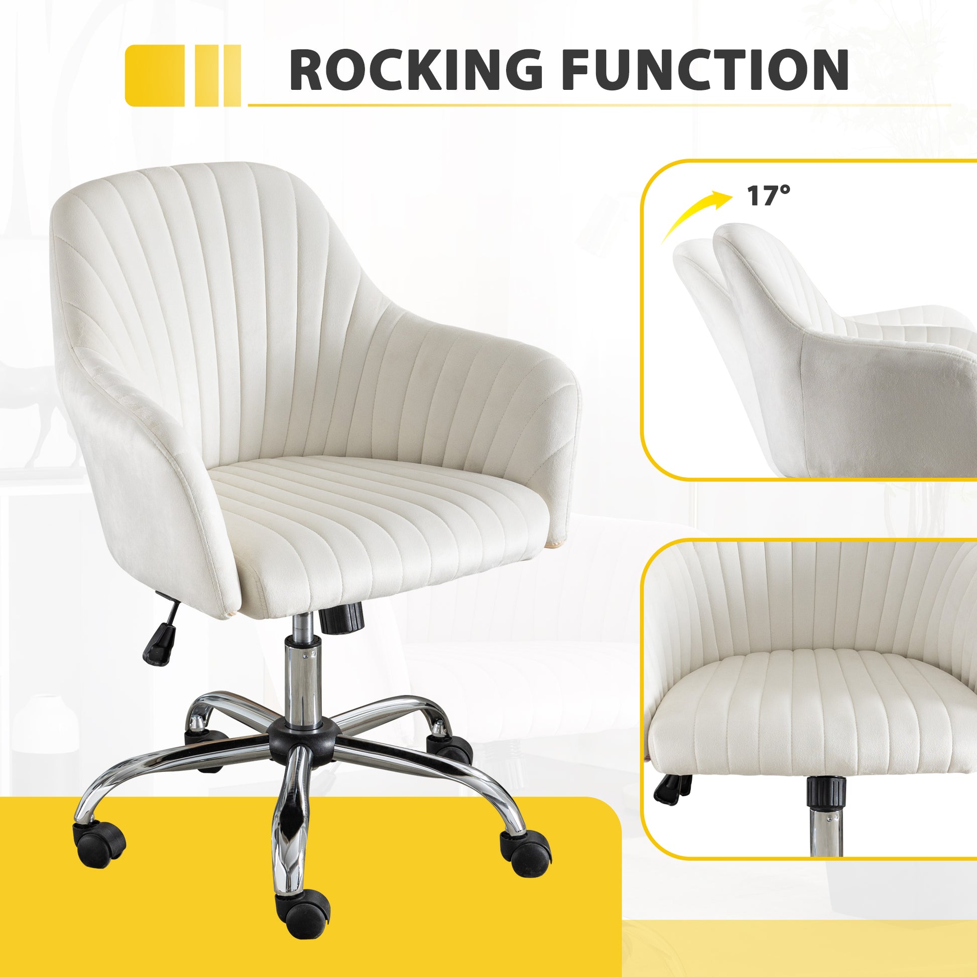 Accent Chair Modern Home Office Leisure Chair With Adjustable Velvet Height And Adjustable Casters Beige Beige Cotton Velvet