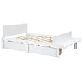 Full Bed With Footboard Bench,2 Drawers,White Full White Wood Bedroom American Design Pine Pine