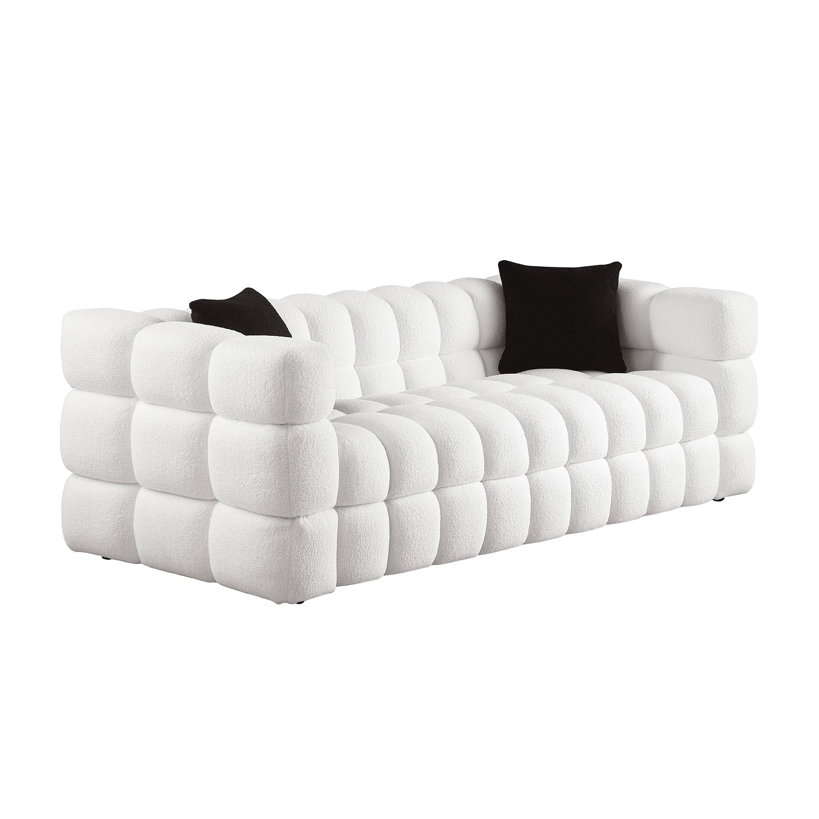 84.3 62.2 Length ,35.83" Deepth ,Human Body Structure For Usa People, Marshmallow Sofa,Boucle Sofa ,White Color,3 Seater. Sofa And Seater White Light Brown Wood Primary Living Space Medium Soft Split Back Eucalyptus Square Arms Boucle 5 Seat
