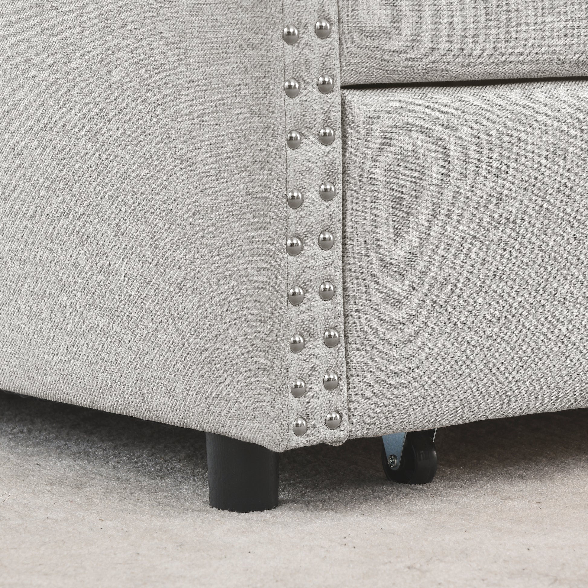 Queen Size Daybed With Drawers Upholstered Tufted Sofa Bed,With Button On Back And Copper Nail On Waved Shape Arms, Beige 84.5"X63.5"X26.5" Beige Linen