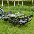 Set Of 5, Folding Outdoor Table And Chair Set For Indoor, Outdoor Camping, Picnics, Beach,Backyard, Bbq, Party, Patio, Black Gray Black Gray Aluminum