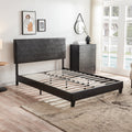 Queen Size Upholstered Platform Bed Frame ,Wood Slat Support, Easy Assembly,Black, Pu Black Pu Pu