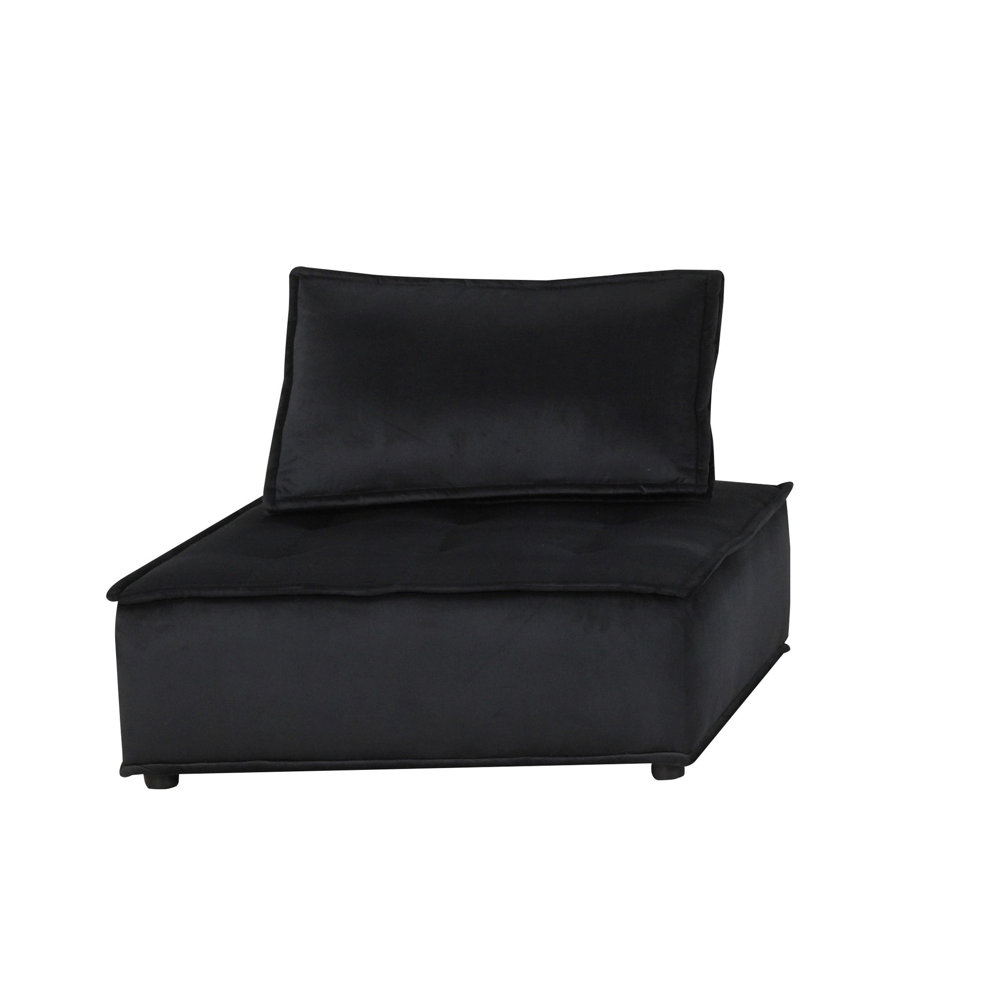 Anna 120" Black Velvet 5 Pc Sectional Sofa Black Velvet