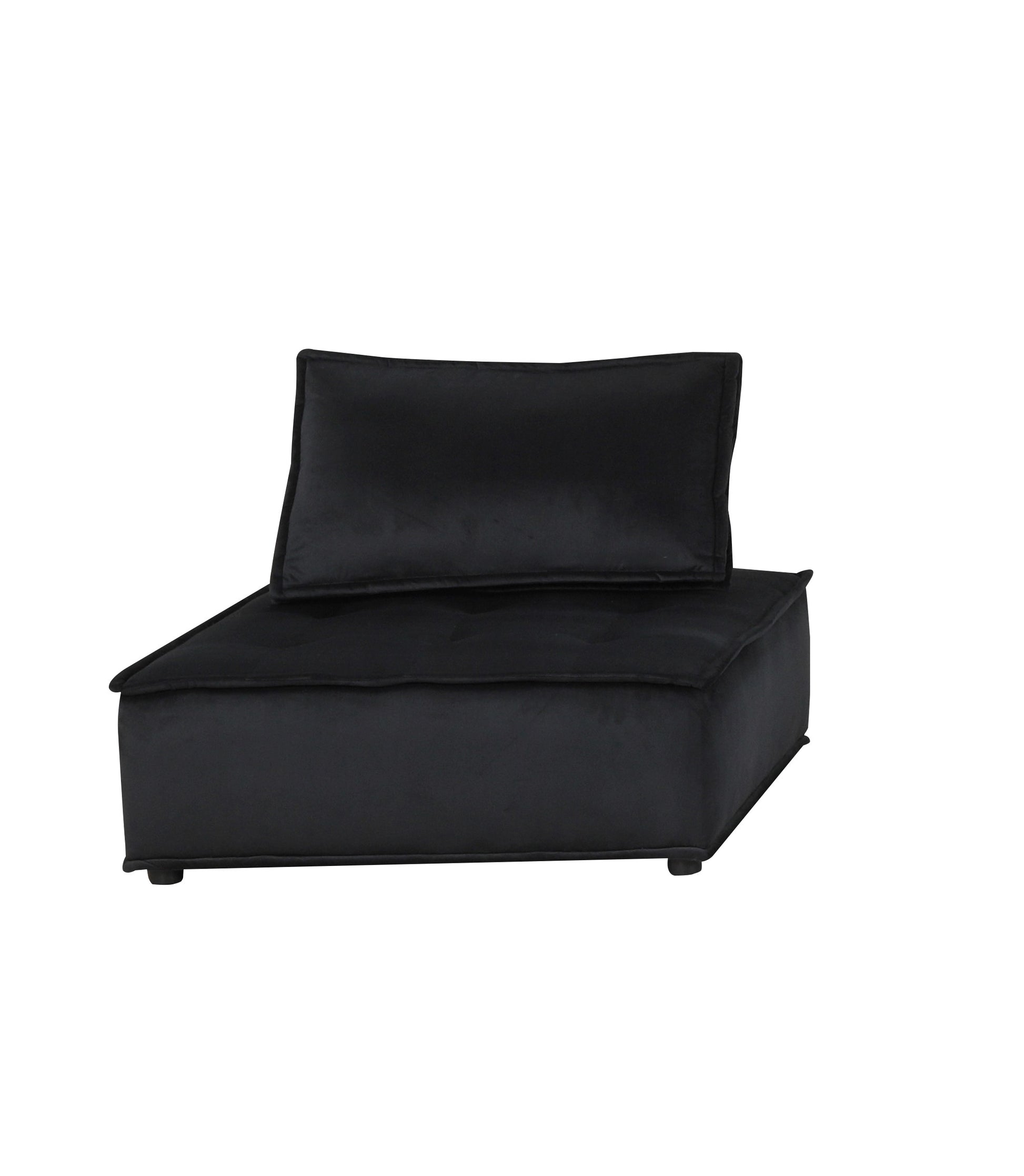 Anna 40" Black Velvet Set Of 2 Armless Lounge Chair Black Velvet