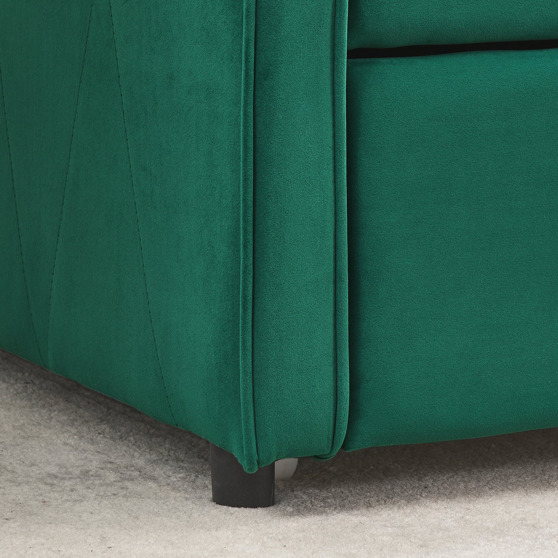 Twin Size Daybed With Twin Size Trundle Upholstered Tufted Sofa Bed, Waved Shape Arms 80.5"X44.5"X33.5" Green Velvet