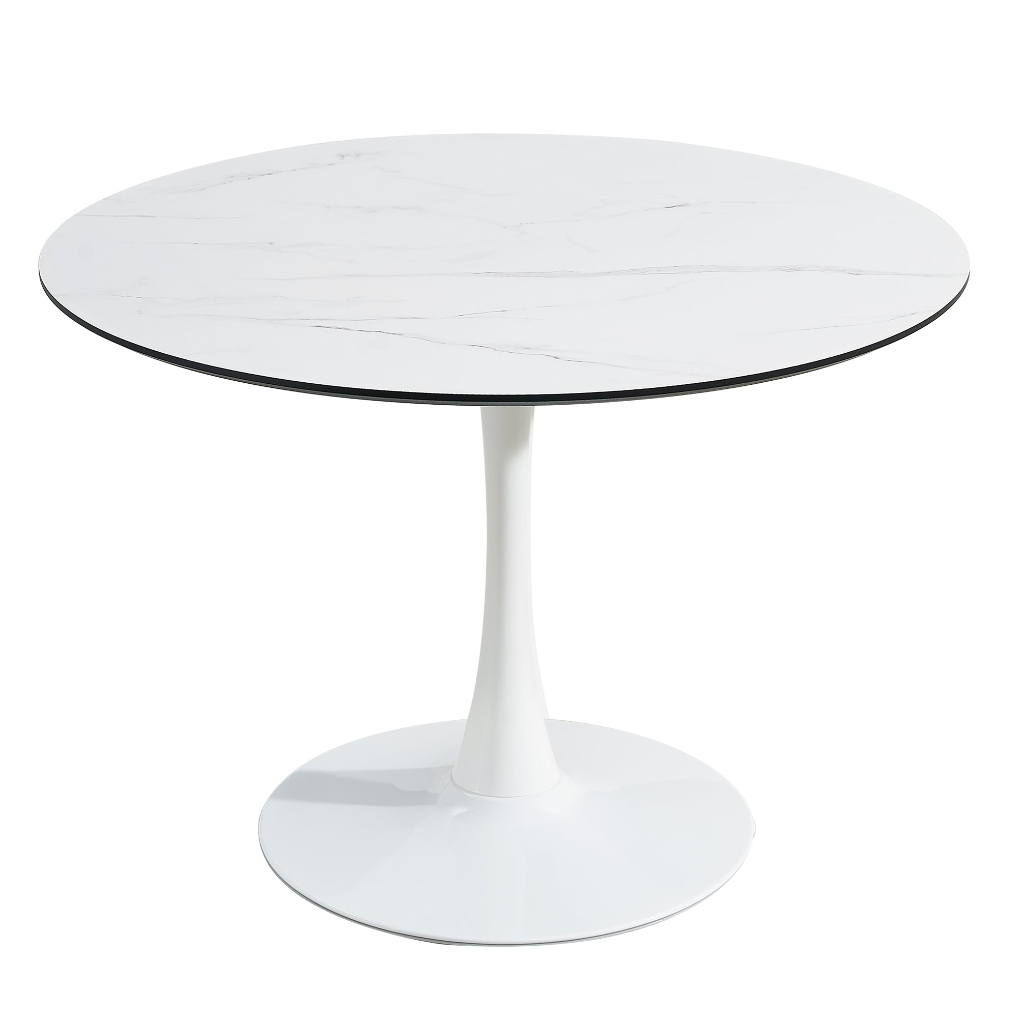 Tulip Dining Table ,Dia. 106Cm Round, Wht, Marble Wht, 1Pc Per Ctn White Seats 4 White European Round Mdf