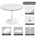 Tulip Dining Table ,Dia. 106Cm Round, Wht, Marble Wht, 1Pc Per Ctn White Seats 4 White European Round Mdf