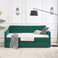 Twin Size Daybed With Twin Size Trundle Upholstered Tufted Sofa Bed, Waved Shape Arms 80.5
