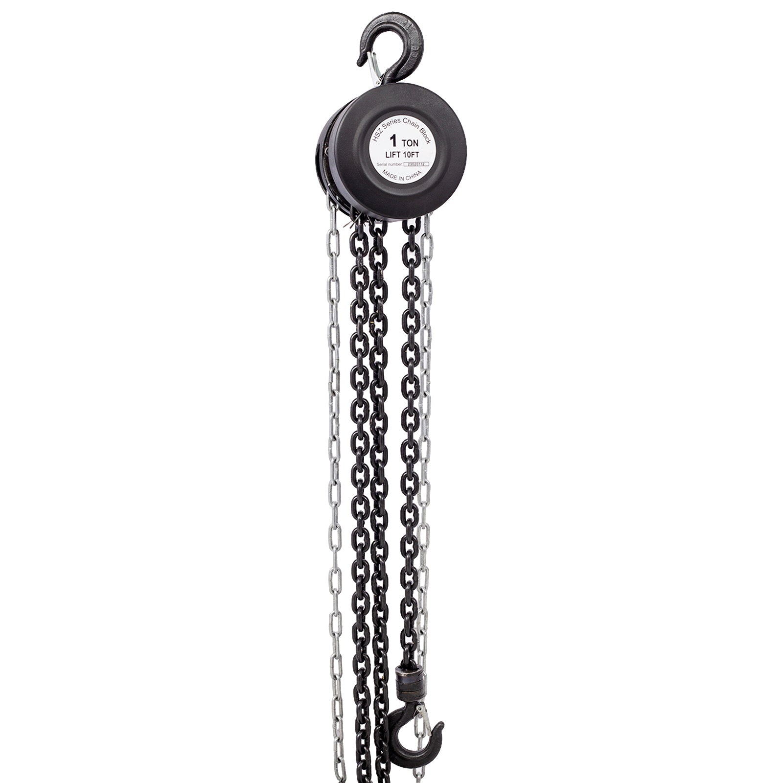 Chain Hoist 2200Lbs 1T Capacity 10Ft With 2 Heavy Duty Hooks,Manual Chain Hoist Steel Construction,Black Black Steel