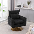 Classic Mid Century 360 Degree Swivel Accent Chair, Black Linen Black Primary Living Space American Design Foam Linen