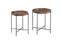 Set Of 2 Modern Round Wood Brown Side Tables With Metal Legs Contemporary Accent Furniture For Living Room, Bedroom, Or Office Stylish And Functional Home D Cor Accessories Brown Wood