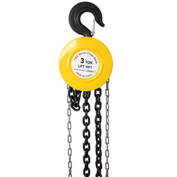 Chain Hoist 6600Lbs 3T Capacity 10Ft With 2 Heavy Duty Hooks,Manual Chain Hoist Steel Construction,Yellow Yellow Steel