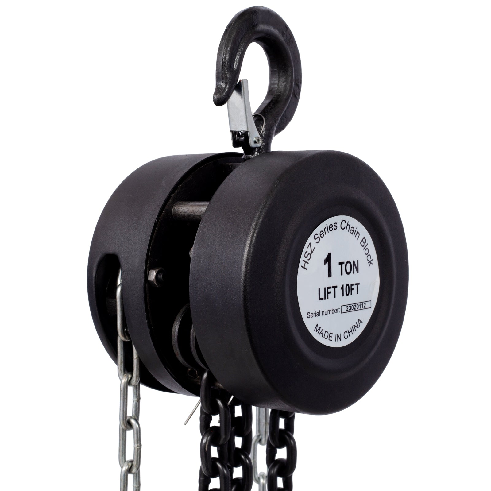 Chain Hoist 2200Lbs 1T Capacity 10Ft With 2 Heavy Duty Hooks,Manual Chain Hoist Steel Construction,Black Black Steel