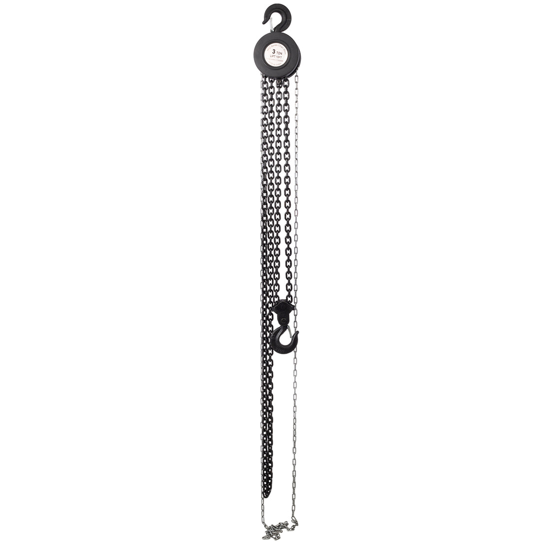 Chain Hoist 6600Lbs 3T Capacity 10Ft With 2 Heavy Duty Hooks,Manual Chain Hoist Steel Construction,Black Black Steel