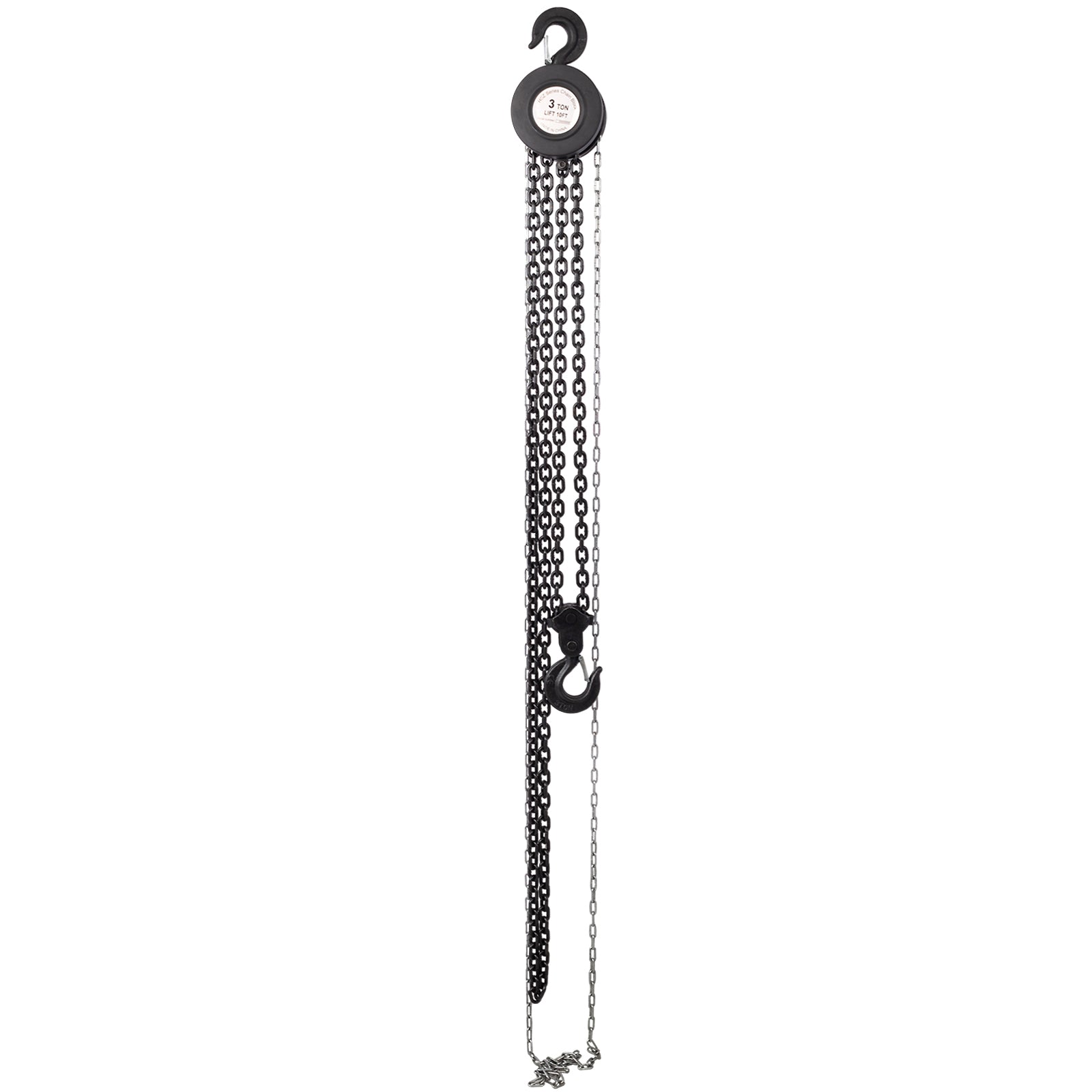 Chain Hoist 6600Lbs 3T Capacity 10Ft With 2 Heavy Duty Hooks,Manual Chain Hoist Steel Construction,Black Black Steel