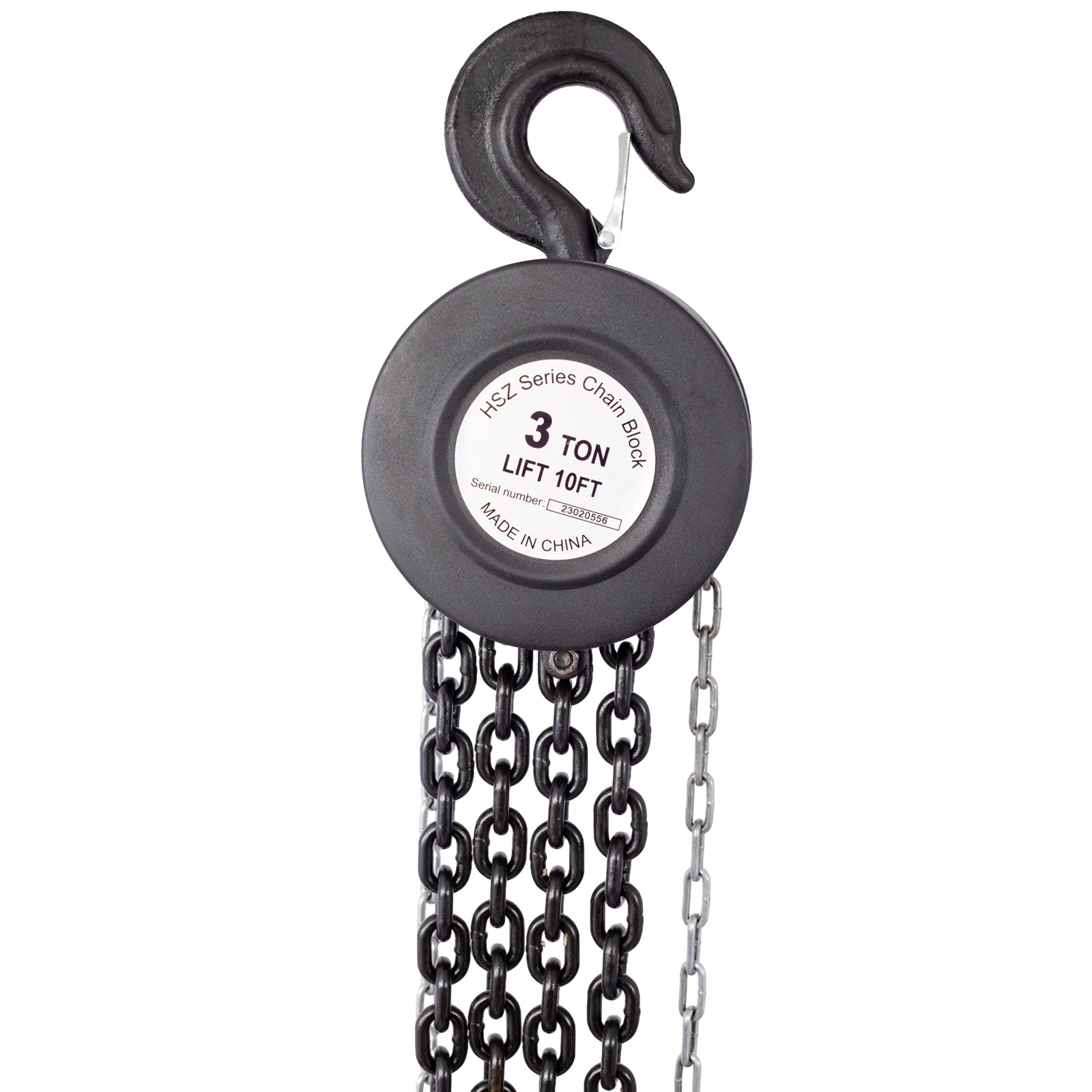 Chain Hoist 11000Lbs 5T Capacity 10Ft With 2 Heavy Duty Hooks,Manual Chain Hoist Steel Construction,Black Black Steel